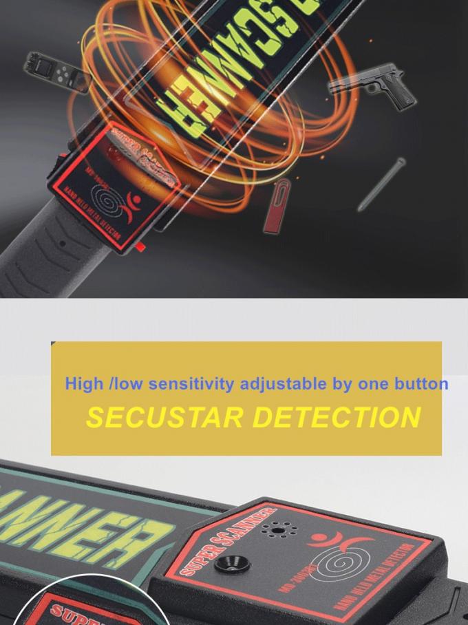 최고 지팡이 소형 금속 탐지기 건강한 LED 경보를 가진 360도 탐지 IP55 0